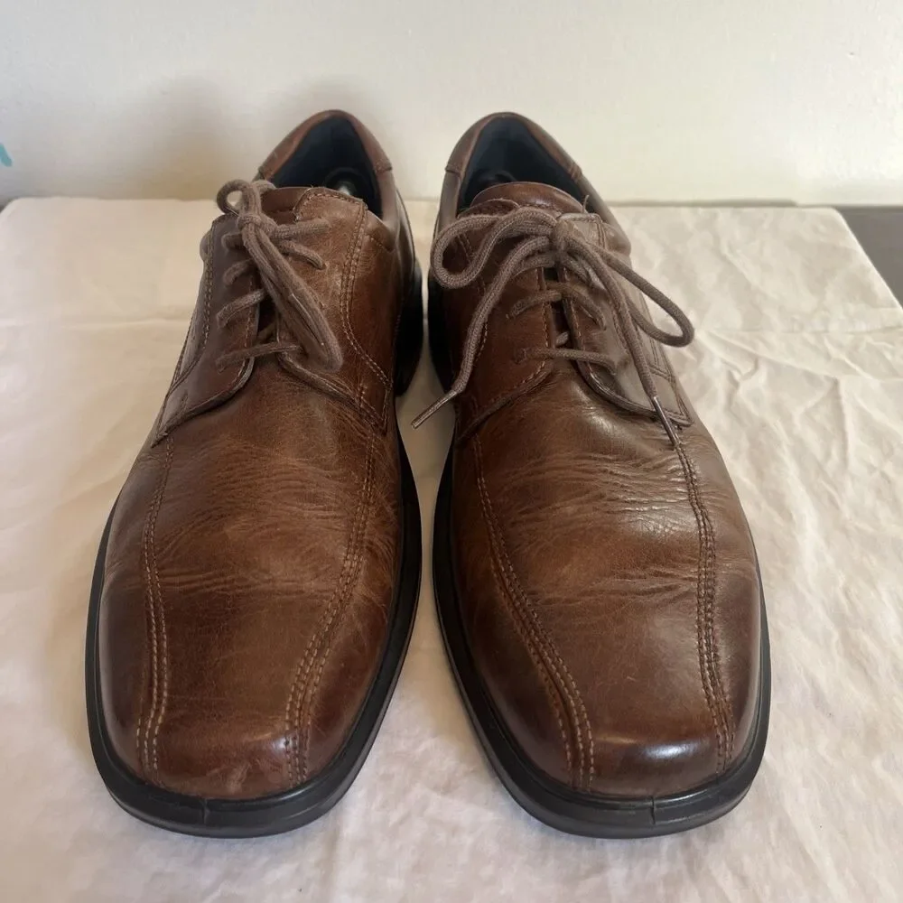 ECCO Helsinki 2 Men's Leather Bike-Toe Derby Shoe, Brown- Size US 12